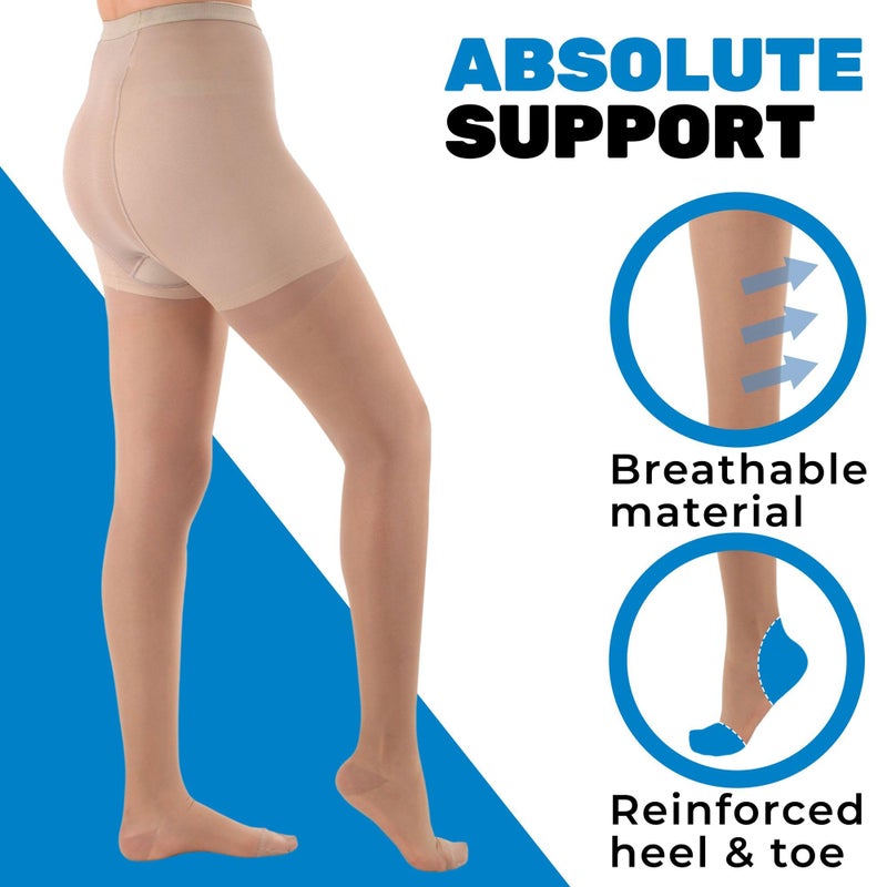 ABSOLUTE SUPPORT Made in USA - Sheer Compression Tights for Women 20-30mmHg - Graduated Compression Pantyhose for Varicose Veins Circulation during Pregnancy, Nursing - Nude, Large - A207NU3 - Image 5